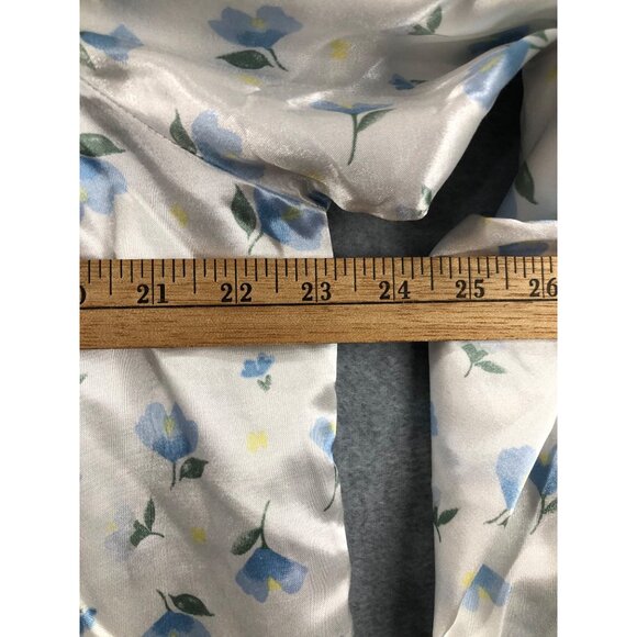 Nightgown Delicates Large Satin White Blue Floral Lace Tradwife Vtg Cottagecore - Picture 5 of 9